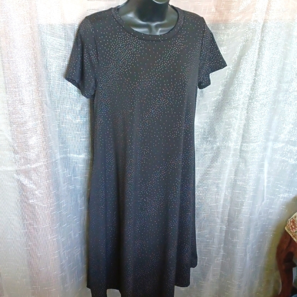 Honey & Lace Black A-line dress with Silver embellishments, S NWT, pockets